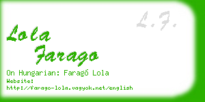 lola farago business card
